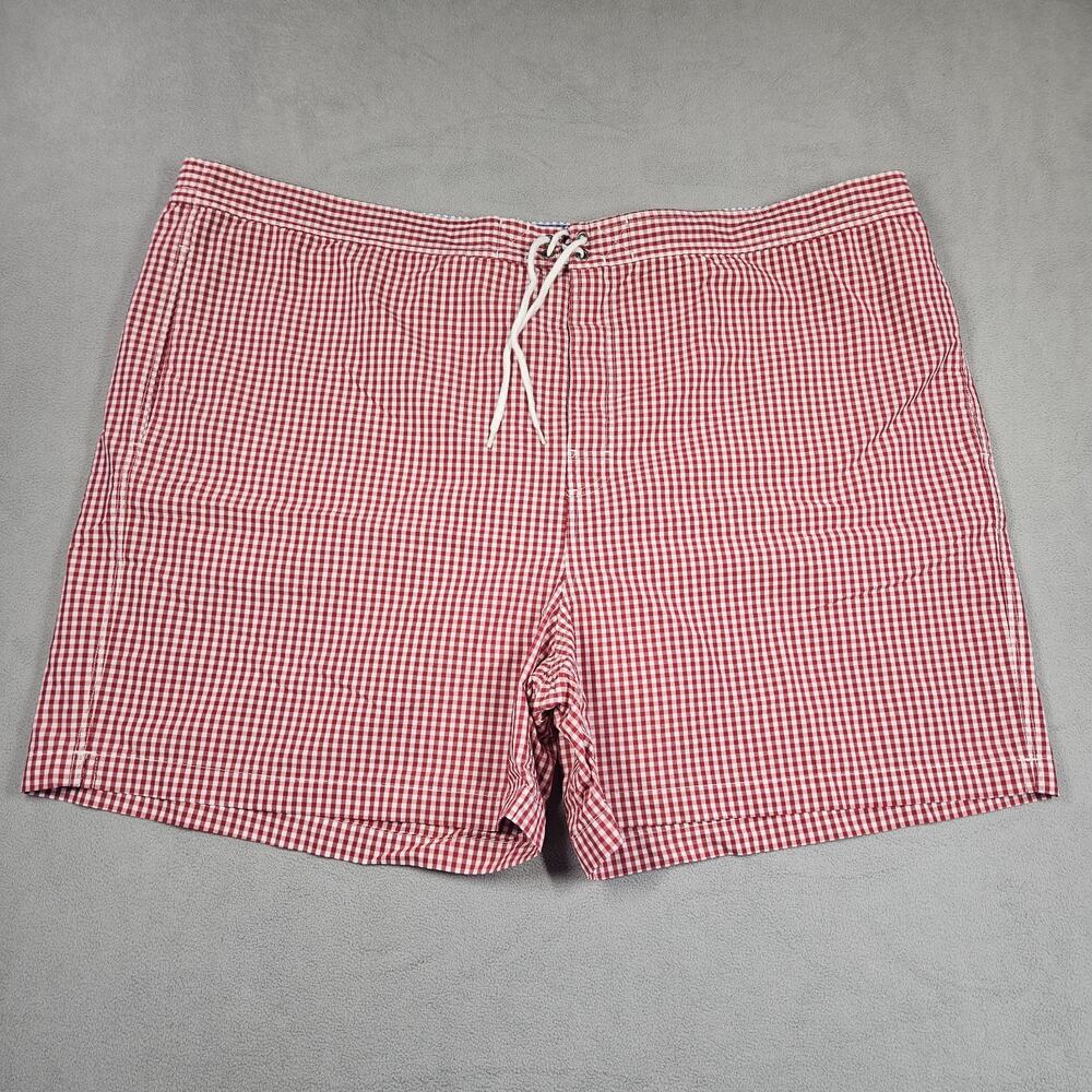 Polo‎ Ralph Lauren Swim Trunks Mens 3X Big Red White Gingham Mesh Lined Shorts